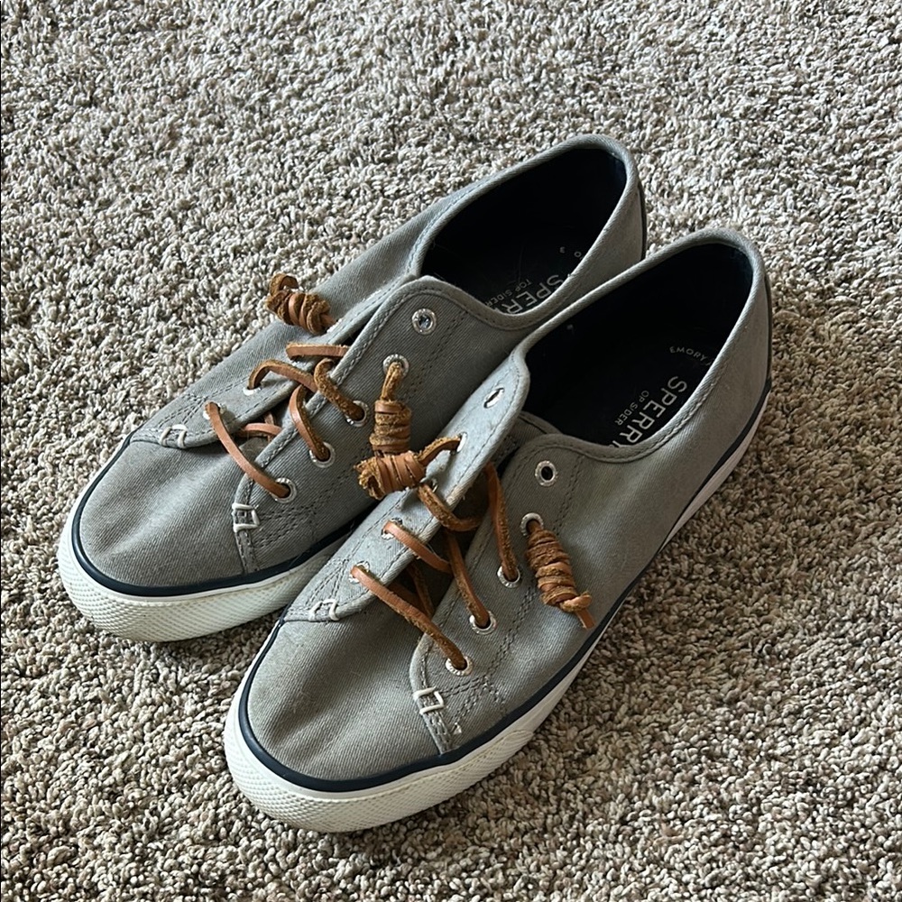 Sperry Gray Sneakers with Tan Laces size 8